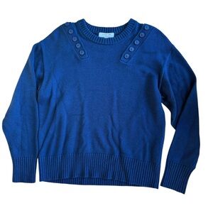 Marissa Webb Navy Button-Accent Sweater
